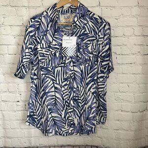 Sandrine Rose‎ Free People Hawaiian Style Bali Snap Short Sleeve size small